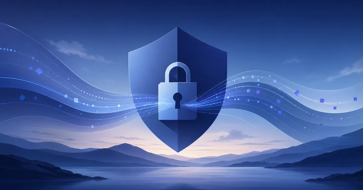 Abstract illustration of secure data handling and trustworthy analytics.